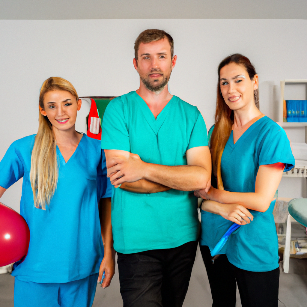 A professional team in physiotherapy clinic.