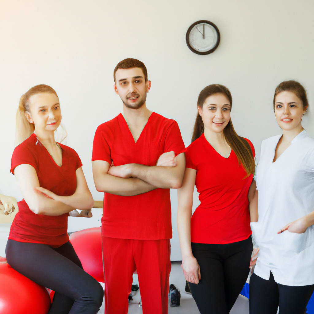 A team of skilled physiotherapists in a modern clinic helping athletes recover and prevent sports injuries.