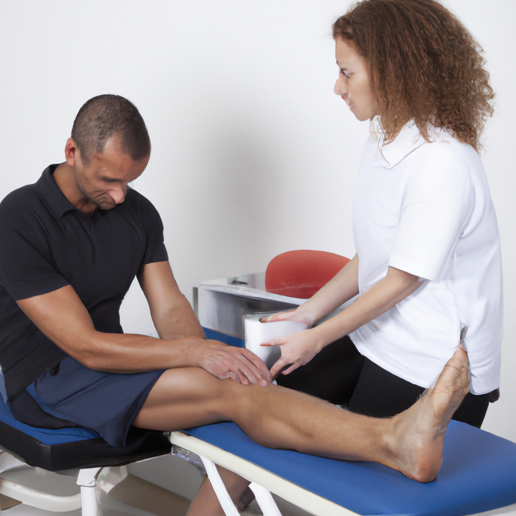 Professional athlete undergoing physiotherapy for recovery.