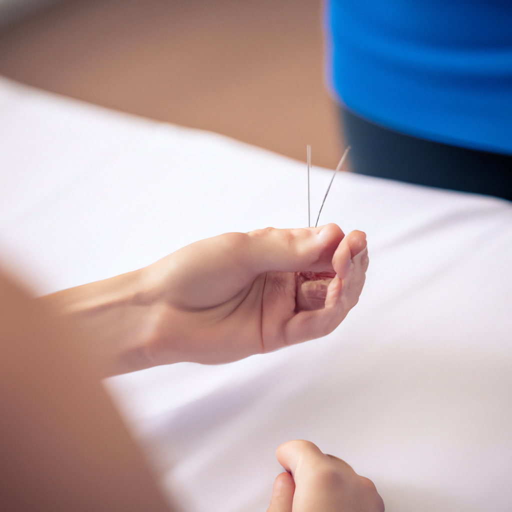 A physiotherapist performing dry needling.